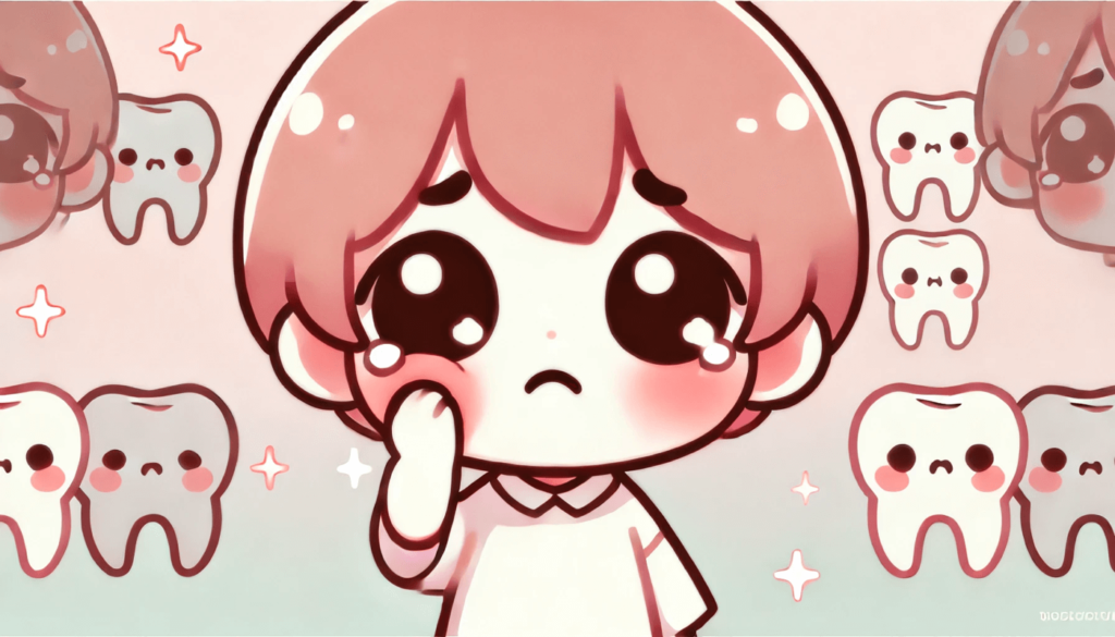 歯で悩む男の子のイラスト